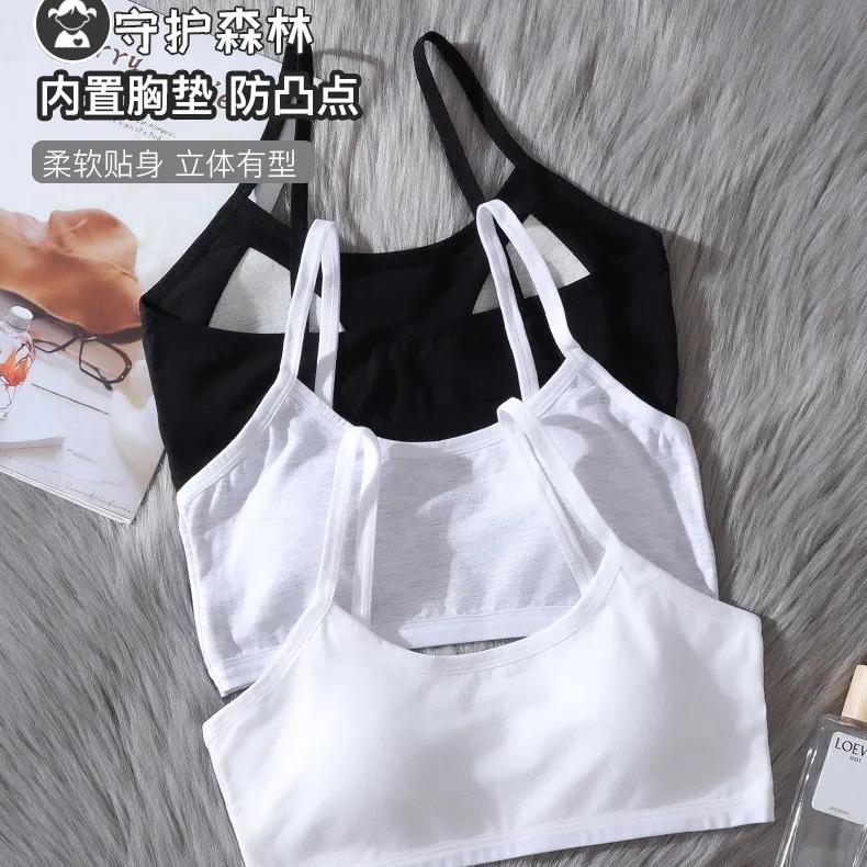 12-18 años de edad ropa interior femenina estudiante de secundaria desarrollo sujetador correr deportes a prueba de golpes en forma de U Chaleco de algodón chica tubo superior