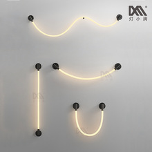 现代极简壁灯北欧奶油风氛围墙灯卧室客厅创意一字线条硅胶软长灯