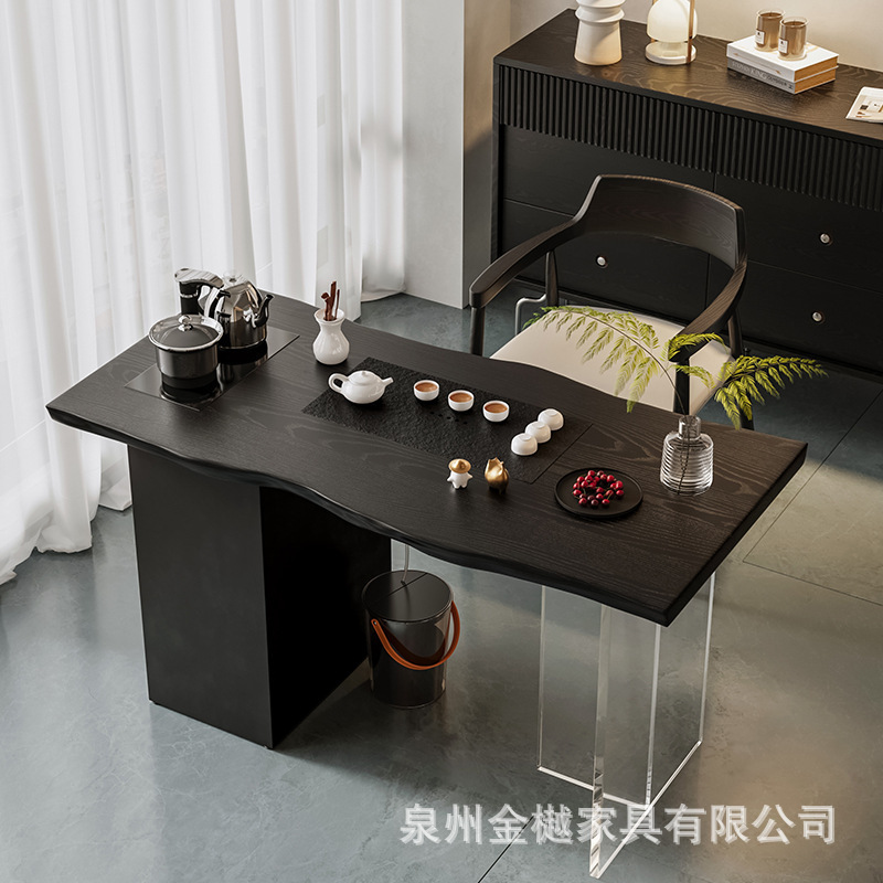 アクリル侘び寂び風無垢材茶テーブルと椅子の組み合わせ、家庭用バルコニー、小規模住宅用茶卓、カスタムメイドのレジャー家具|undefined