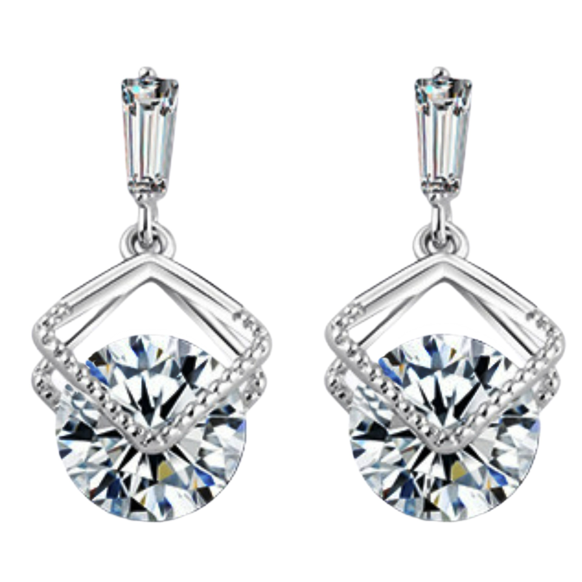 Korean Style Zircon Earrings White Gold Non Allergic