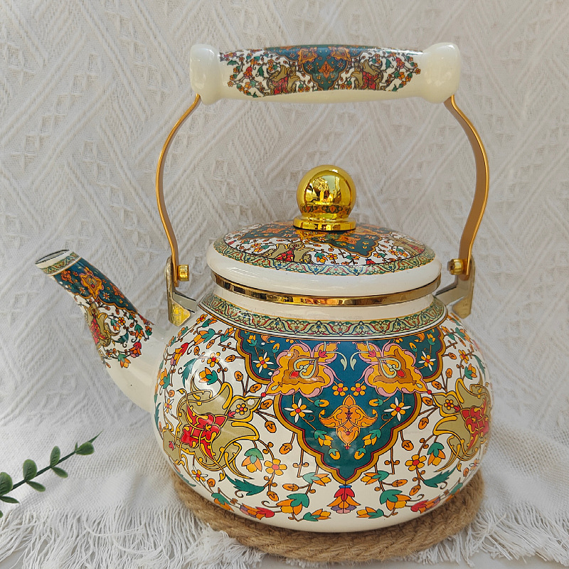 Factory Direct Supply Thickened Enamel 2.5L Teapot, Suitable for Gas and Induction Cookers, Enamel Pot