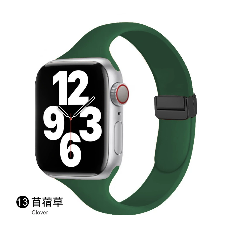 Совместимый ремешок Apple Watch всей линейки, можно использовать 14 мм магнитную складную застежку, силиконовый ремешок для маленькой талии Apple