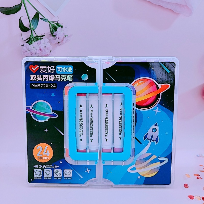 爱好文具新品PM5720可水洗双头丙烯马克笔 学生绘画彩色笔批发|undefined