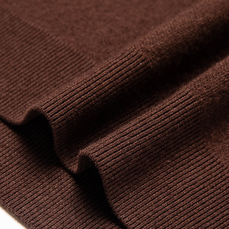Woolen solid color keep warm sweater with zipper