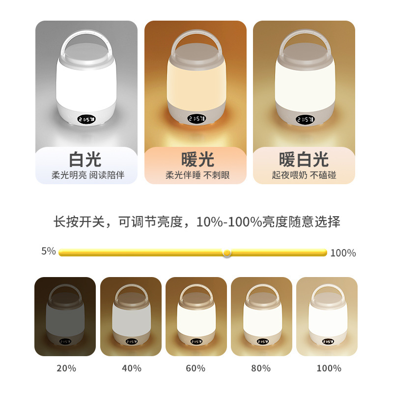lámpara de noche LED lámpara de dormir lámpara de campamento de noche luz de escritorio de atmósfera de lactancia para bebés lámpara de cabecera de cama de carga