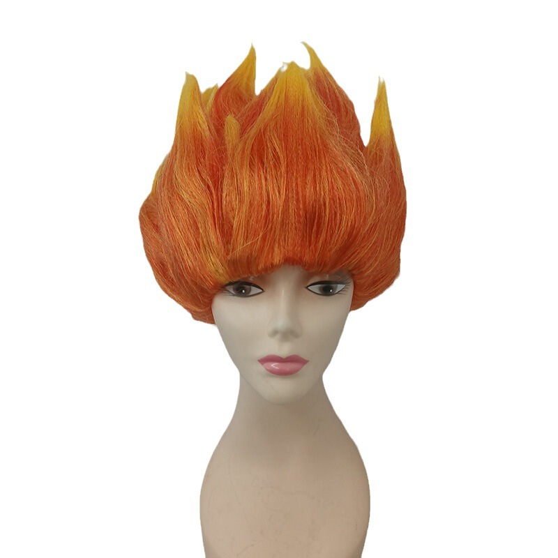 Saiyan Orange Mixed Color Dragon Ball Wig for Adults and Children Anime Cosplay Performance Hairpiece Fluffy Headgear