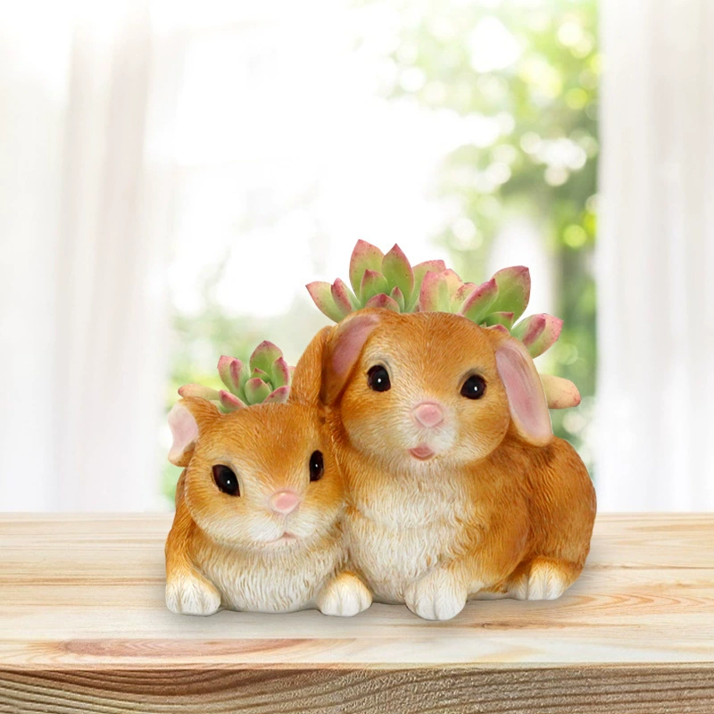 Cute realistic rabbit, flowerpot for kindergarten, decorations, micro landscape, (Physicals), new collection