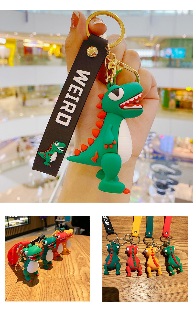 Cute Dinosaur Pvc Plating Bag Pendant Keychain display picture 1