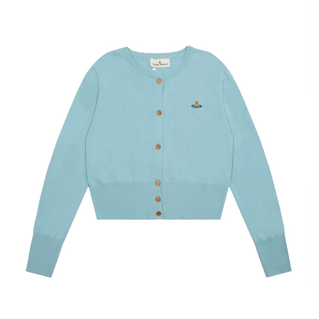 Шерстяной вязаный кардиган унисекс (Vivienne Westwood) Empress Dowager с вышитым сатурном, S–L