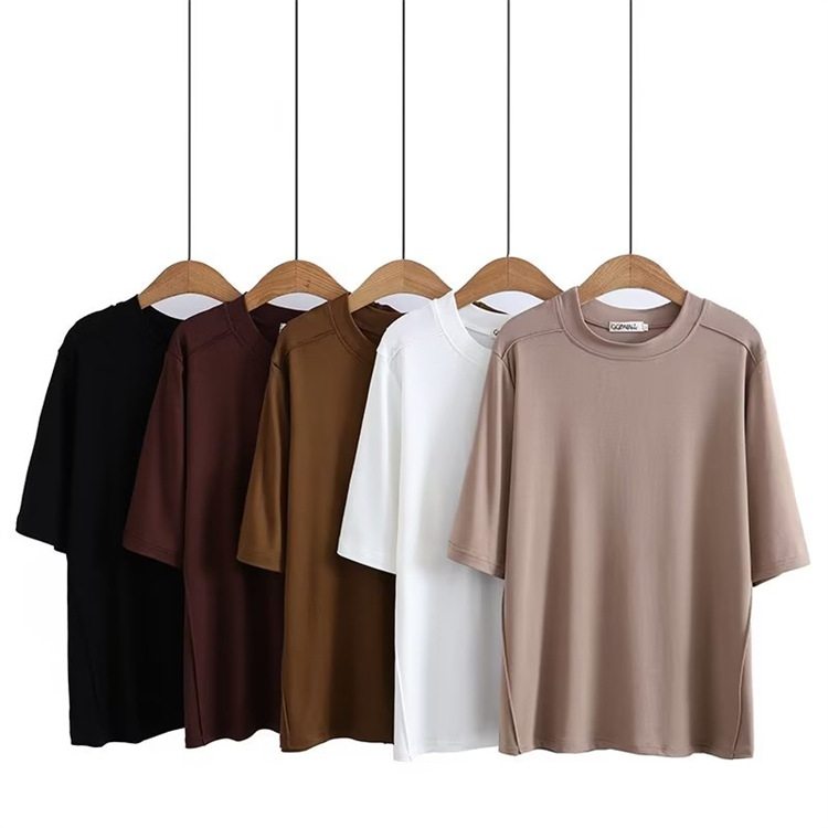 2023 spring clothing new plus size top fat MM simple slim and fashionable inner mid-sleeved base shirt T-shirt 801