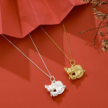 S999纯银足银项链女3D硬银锁骨链网红小众设计个性狐狸吊坠银饰品