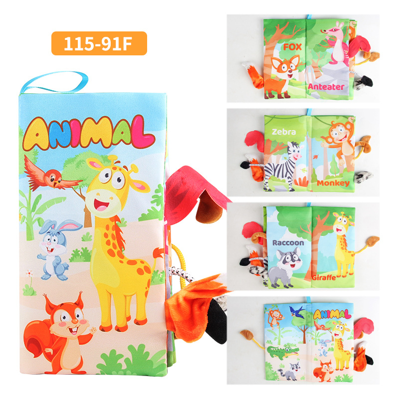 Bebés de educación temprana animal cola bebé libro de tela animal marino libro de palma animal forestal libro de tela juguete transfronterizo
