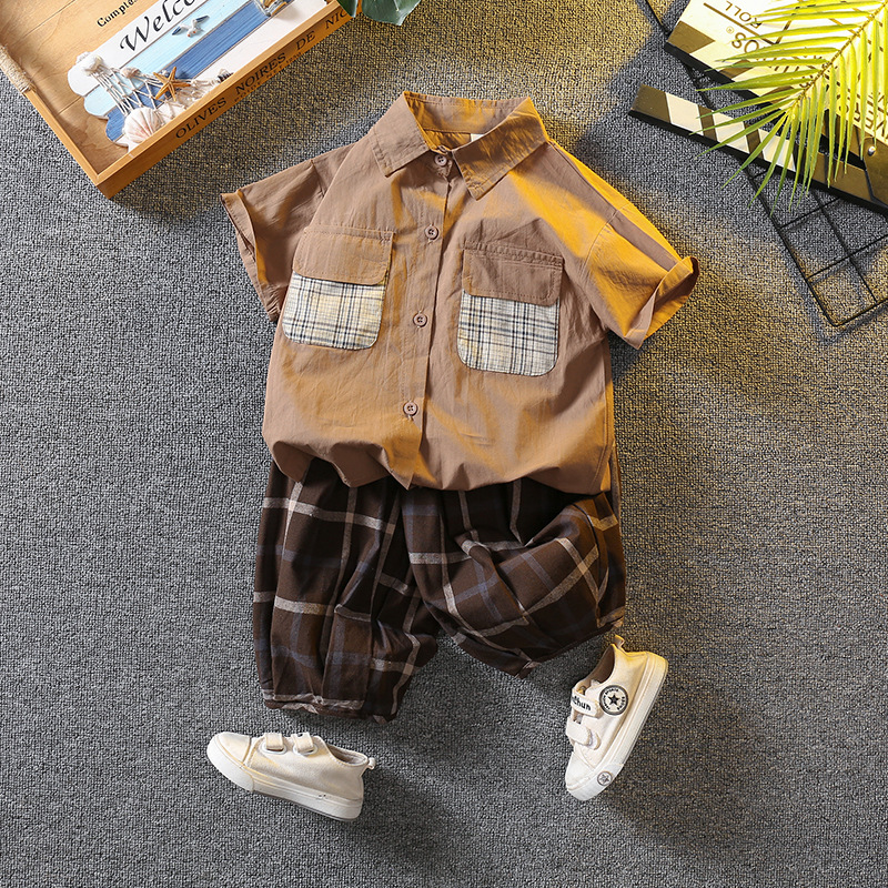 5693 Traje de manga corta de verano para niños 2025 nueva ropa para niños de verano para niños