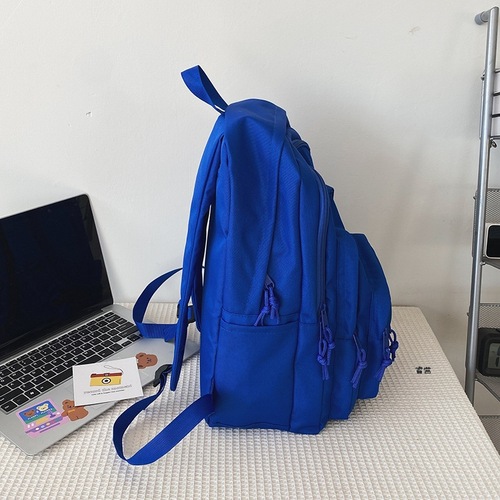 Backpack with Large Capacity, Multiple Pockets, Plain Color Student Backpack for Boys, Korean Style Casual High School College Style Backpack
