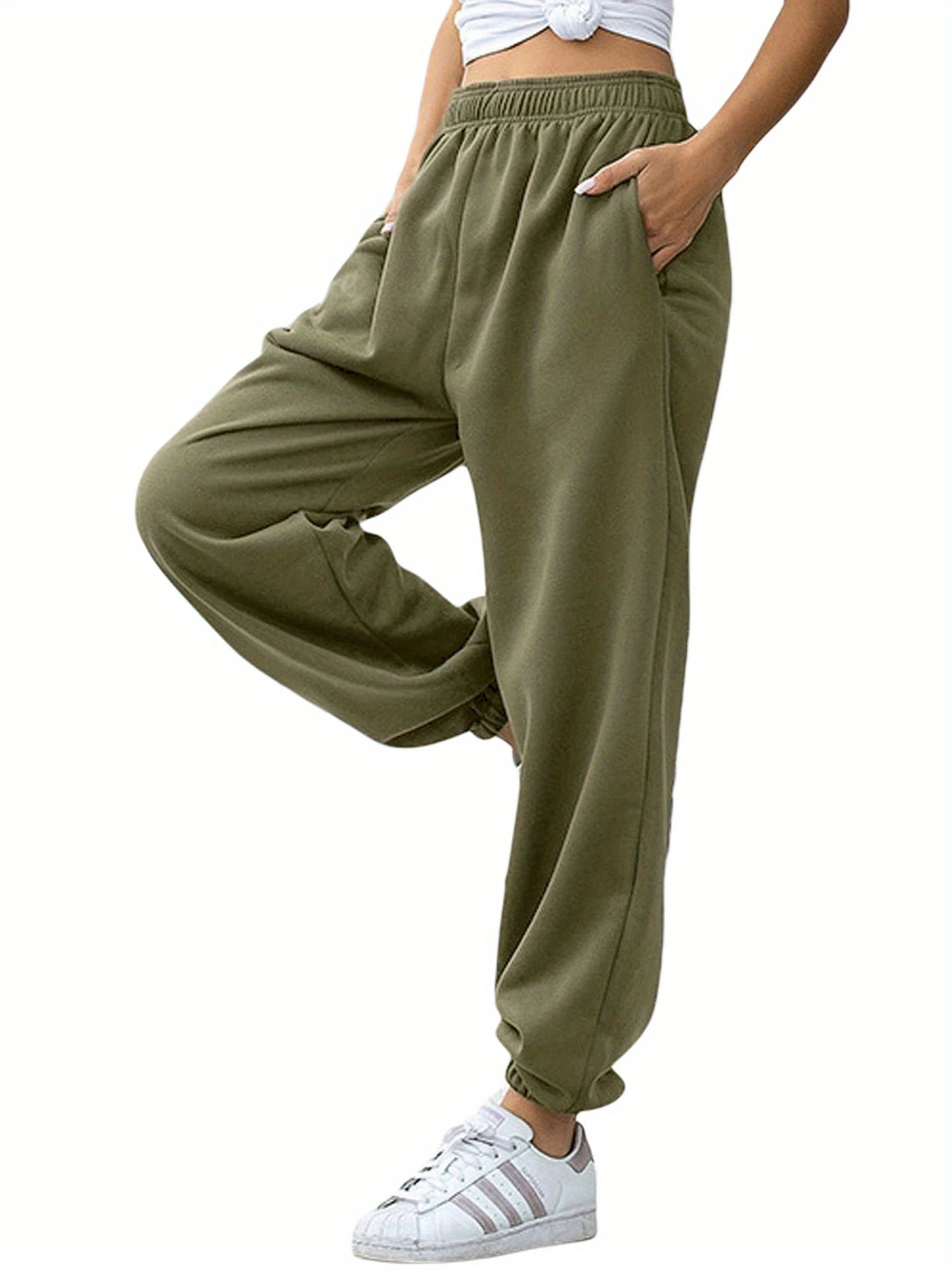 Женские плюшевые джоггеры relaxed fit, мягкий меланж серый — эластичный пояс, S–XL