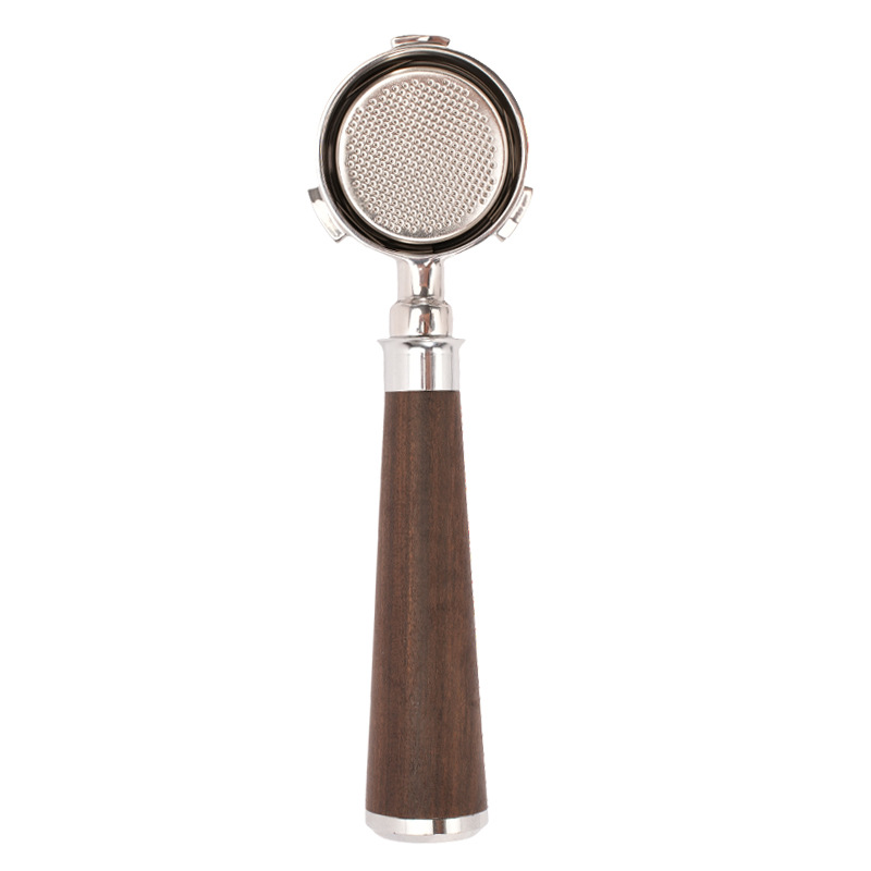 Mango de 51mm adecuado para la máquina de café DeLong de tres orejas mango de madera maciza sin fondo 304 accesorios de extracción de café de acero inoxidable