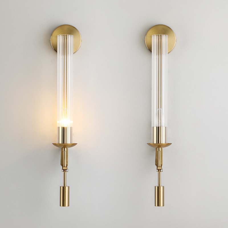 Post-modern Simple All-copper Light Luxury Wall Lamp Designer Model Room Living Room Entrance Background Wall Lamp Bedroom Bedside Lamp