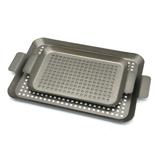 跨境亚马逊 喷漆烧烤盘 户外BBQ不粘漏孔烤盘 大中小号Grill pan