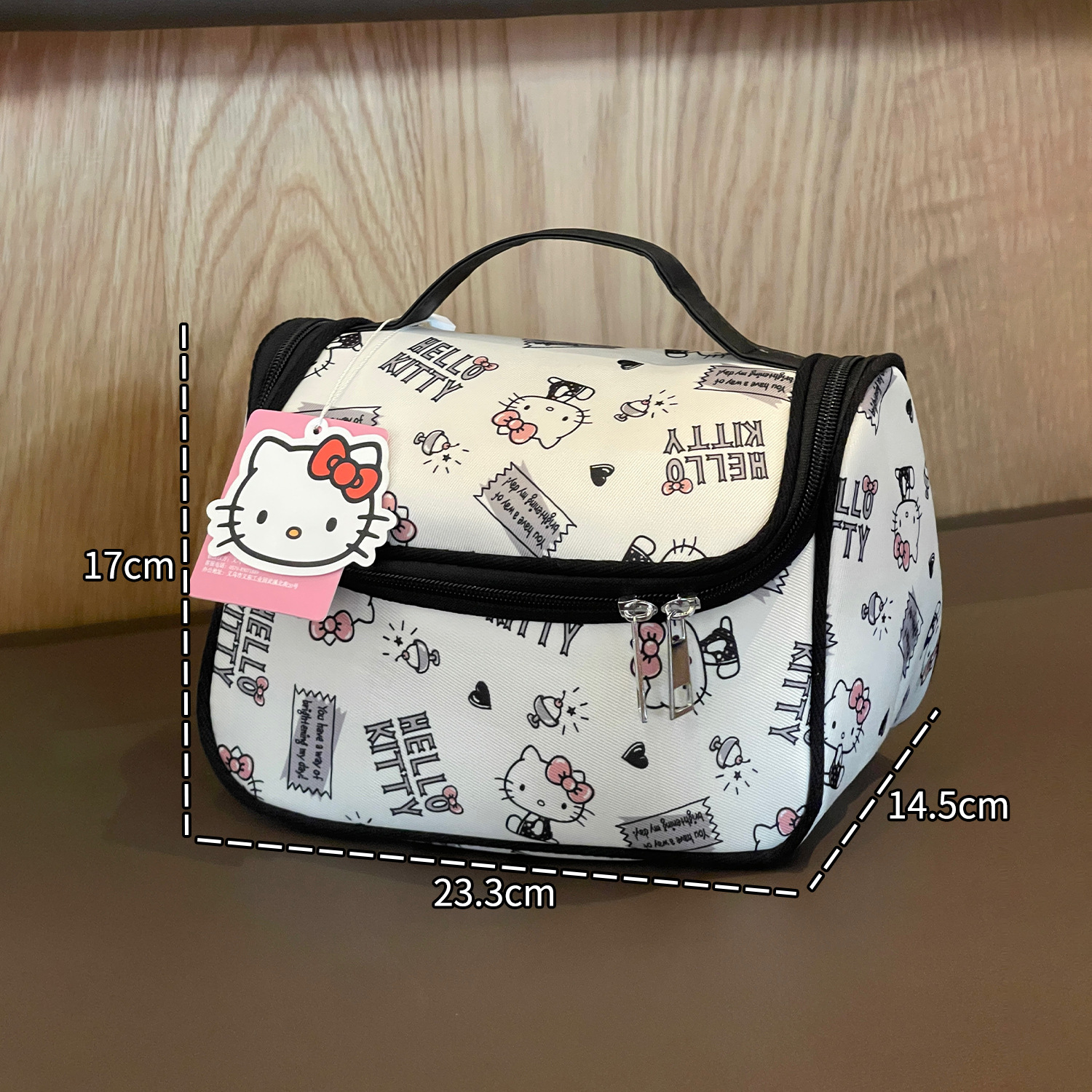 Bolsa de maquillaje de mujer gran capacidad adorable Kitty bolsa de almacenamiento bolsa de viaje portátil bolsa de lavado bolsa de almacenamiento de cosméticos