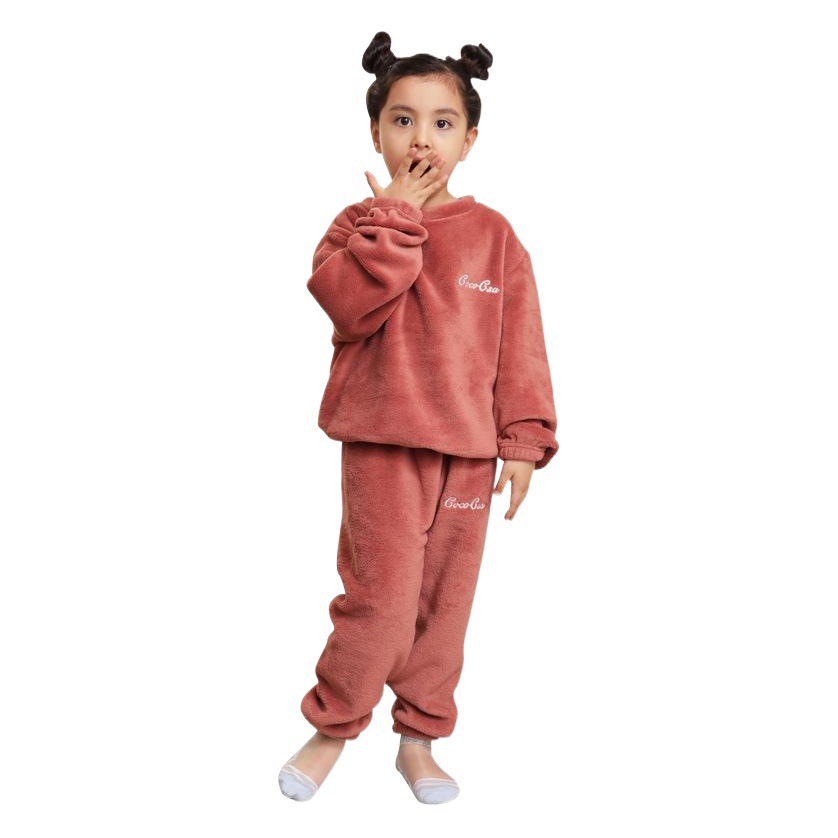 Pantalones cálidos de hadas niños traje femenino forrado de lana de coral de lana desgaste exterior pijamas perezosos pijama pantalones desgaste del hogar traje niños