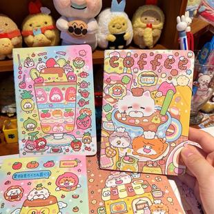 Pencil Small Spoon A6 Colorful Inner Page Notebook Notepad Coffee Pudding Stamp Blank Notebook Cute Handbook