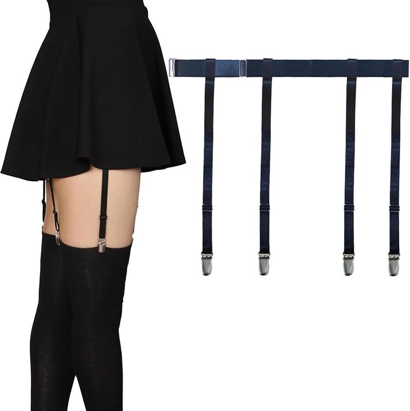 Cross-Border Leg Garter Belt, Adjustable Garter Belt, European and American Sexy Women's Elastic Stocking Clip with Duckbill Buckle and Lace Trim