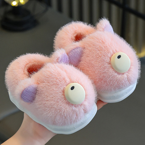 Winter children's cotton slippers cute cartoon indoor warm home non-slip toddler baby slip-on cotton shoes