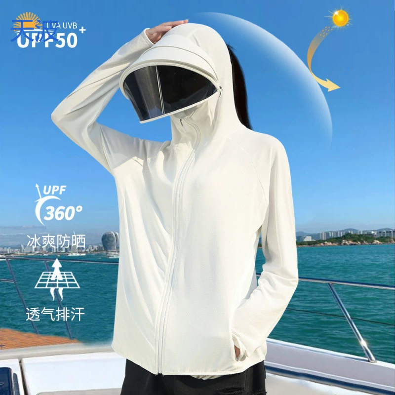 bky Ice Silk солнцезащитная одежда женская одежда и шляпа с защитой от ультрафиолета, интегрированная защита лица и шеи, защита всего лица средней длины, защита электромобиля