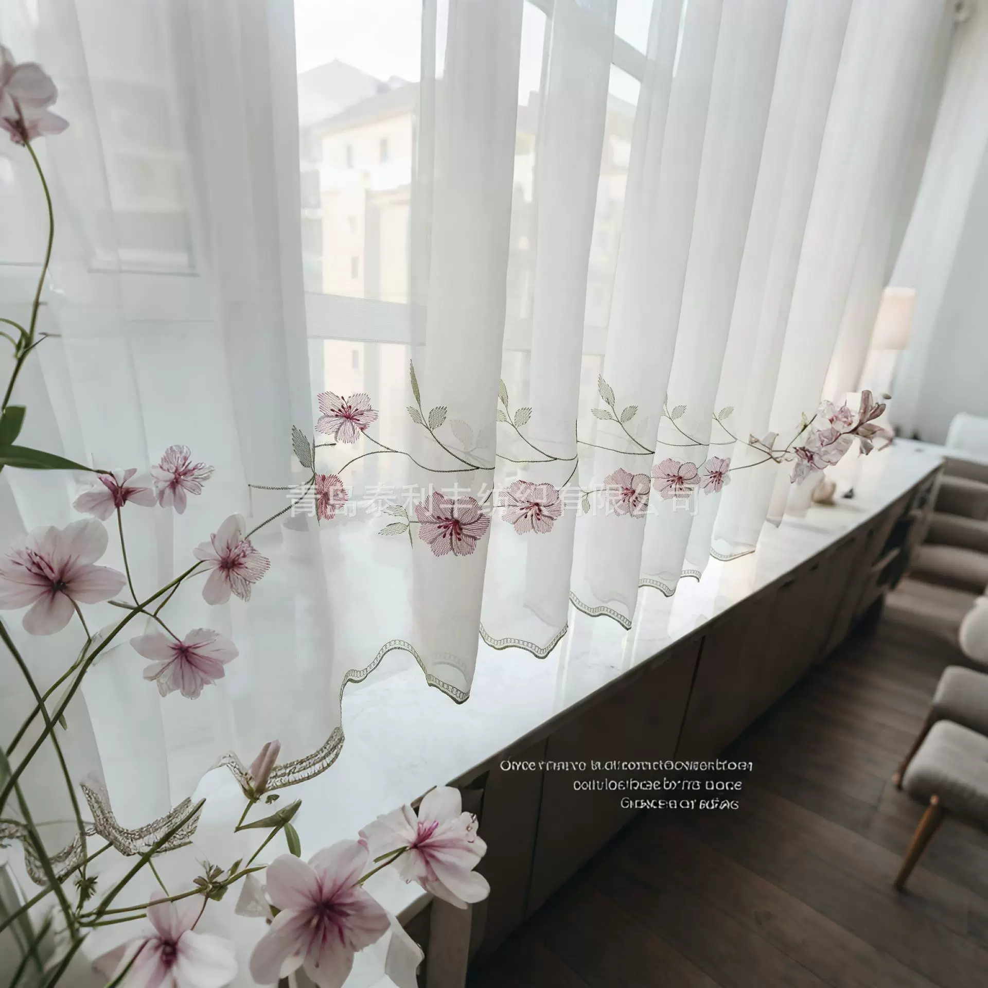 粉色蔷薇咖啡帘 厨房小半帘 尺寸全批发窗纱特例纶成品窗纱