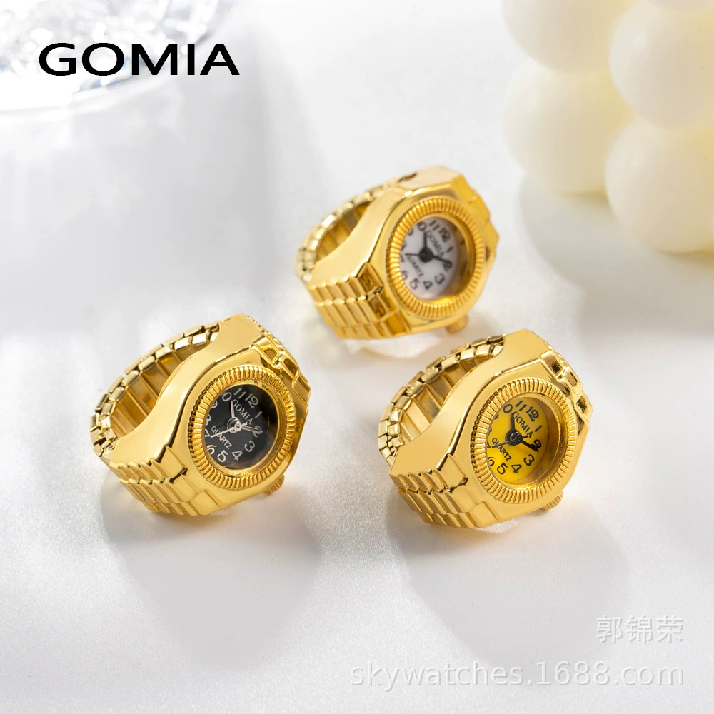 Кольцевые часы GOMIA персиковое сердце винтажный октагон, позолочённые регулируемые кварцевые, 10×6×2 см
