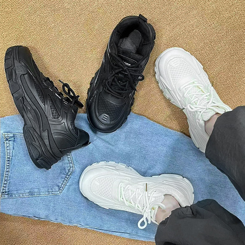 2025 Summer Fashion Thick Sole Laced Dad Shoes Casual Sports Round Toe Laced Women's Shoes