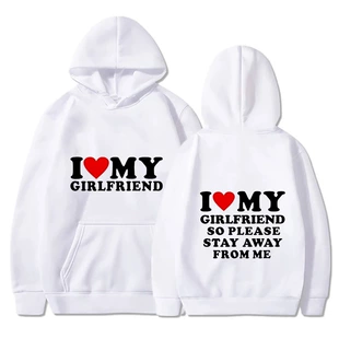 Худи унисекс с принтом I LOVE MY GIRLFRIEND на флисе