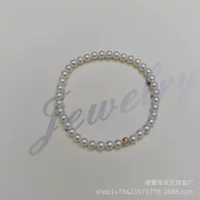 Zhuji Pearl 4-5mm белый порошок Аврора Полярный круг тонкий недостаток пресноводный жемчужный браслет круг браслет браслет 18K