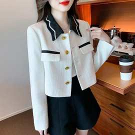 法式名媛小香风外套女春秋高级感2025新款小个子短款赫本西装上衣