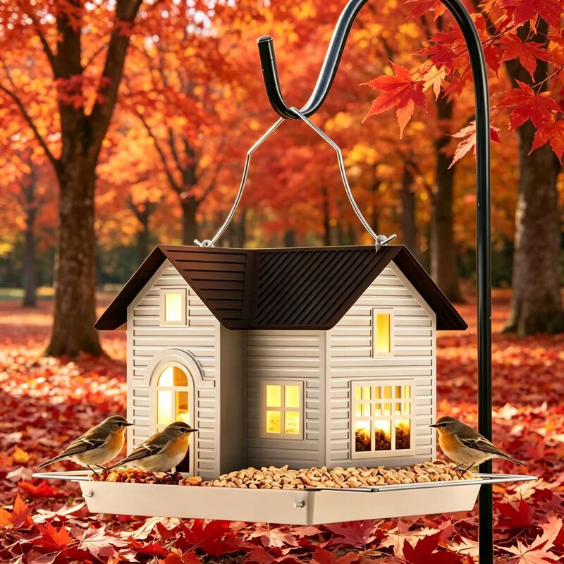 Cross-Border New Product Outdoor Hanging Solar-Powered Villa Bird Feeder, Weather-Resistant Garden Bird Feeder Decoration Cross-Border New Product Outdoor Hanging Solar-Powered Villa Bird Feeder, Weather-Resistant Garden Bird Feeder Decoration