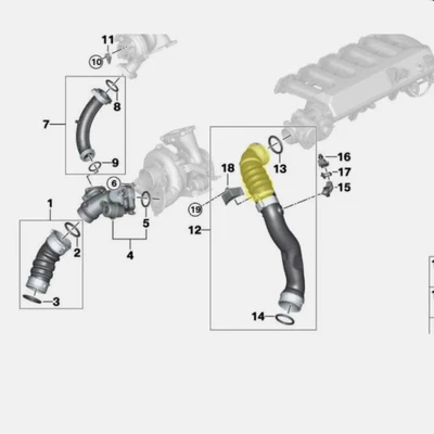 turbocharged intake pipe, rubber – Sorma kollektoru (Giriş)