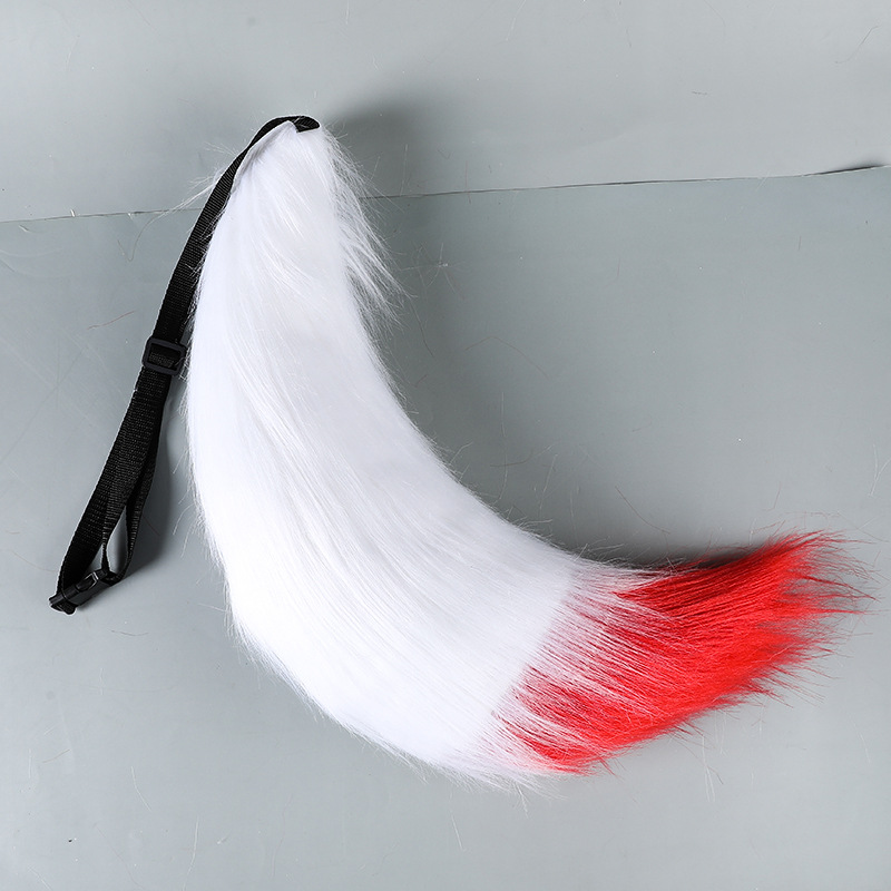 흰색과 붉은 꼬리가있는 9cm 장발 여우