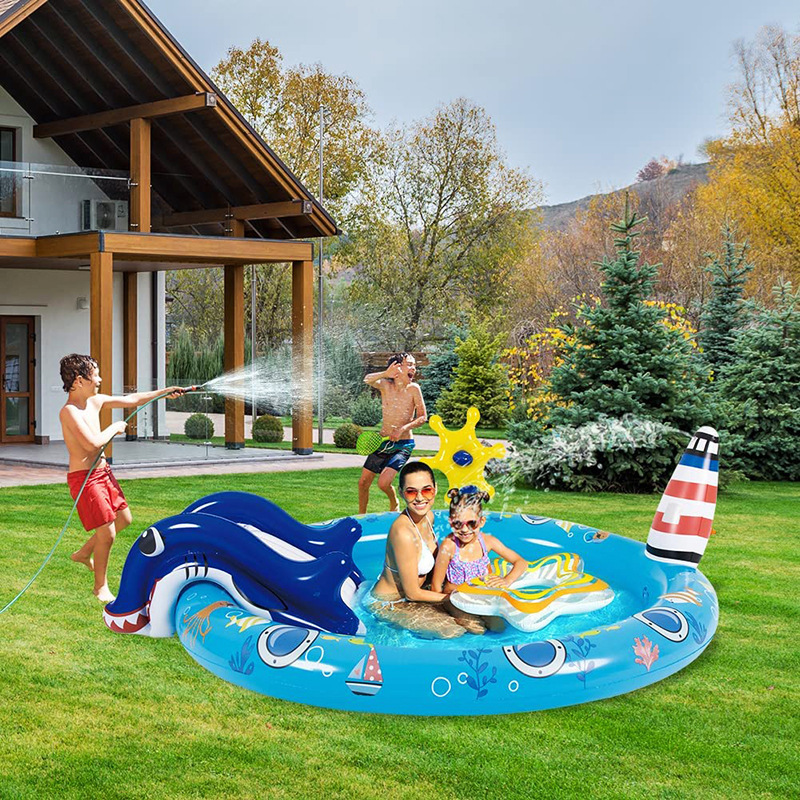 Amazon supplies inflatable children's fountain children's water slide swimming pool game sprinkling pool water spray mat