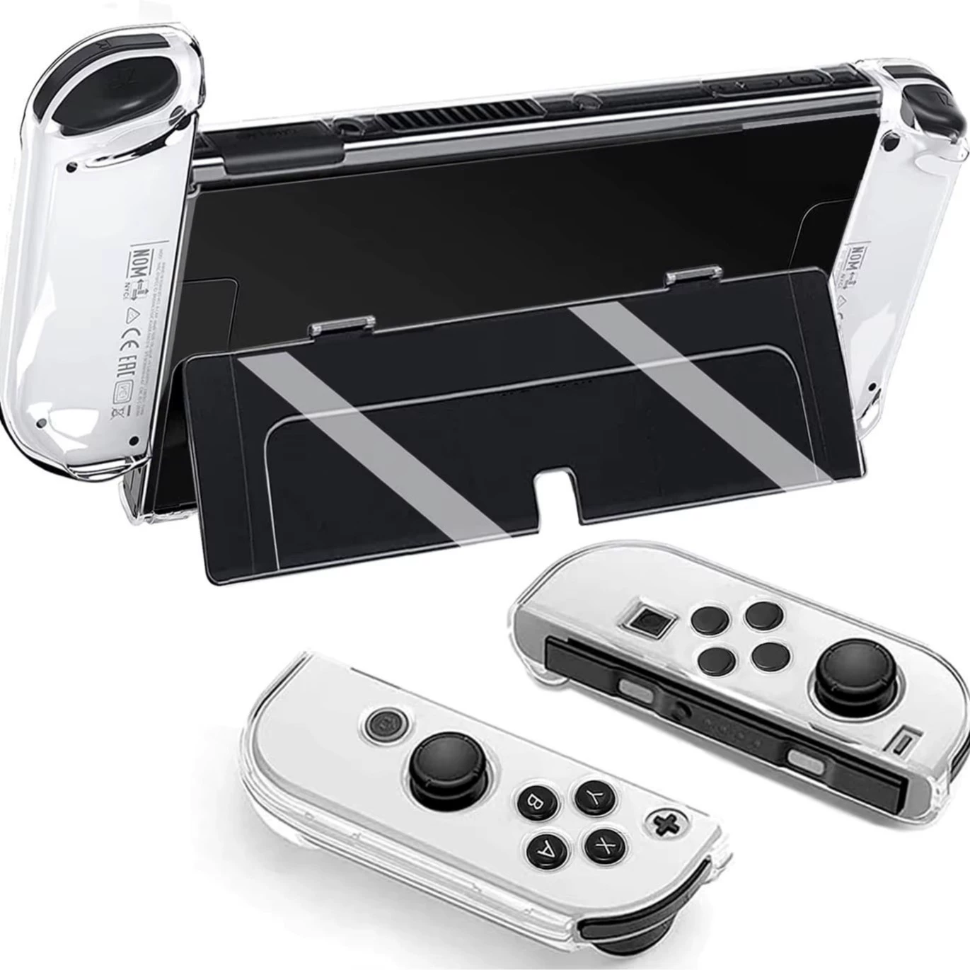 Защитный чехол для Nintendo Switch OLED, прозрачная рукоятка, разделённая твёрдая оболочка, сменная база