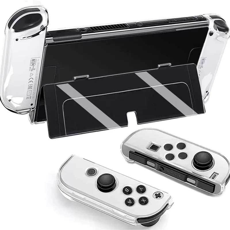 Защитный чехол для Nintendo Switch OLED, прозрачная рукоятка, разделённая твёрдая оболочка, сменная база