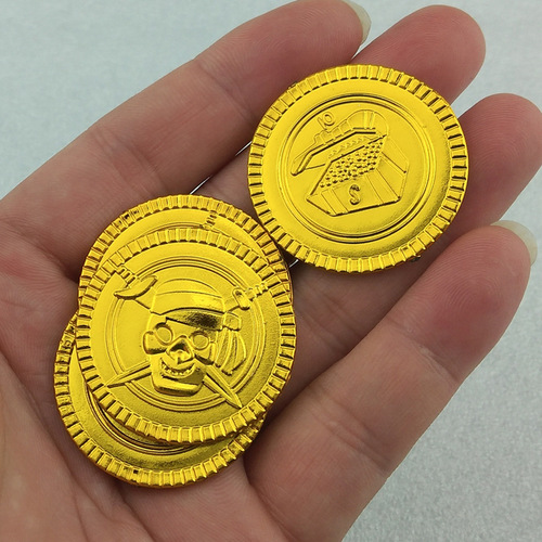 100 Pirate Gold Coins Plastic Coin Prop Children's Game Coins Party Promotion Decorations Toys Accessories