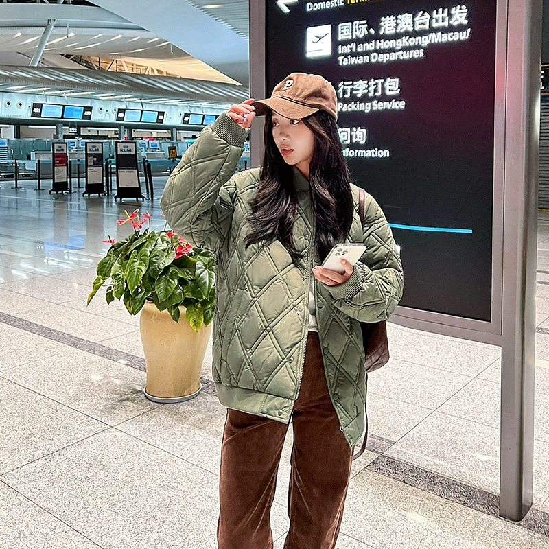 Короткая Студенческая куртка, новое зимнее поступление, корейский пуховик в форме ромба с хлопковой подкладкой, Женская свободная бейсбольная одежда, куртка с хлопковой подкладкой, пальто, внешняя торговля
