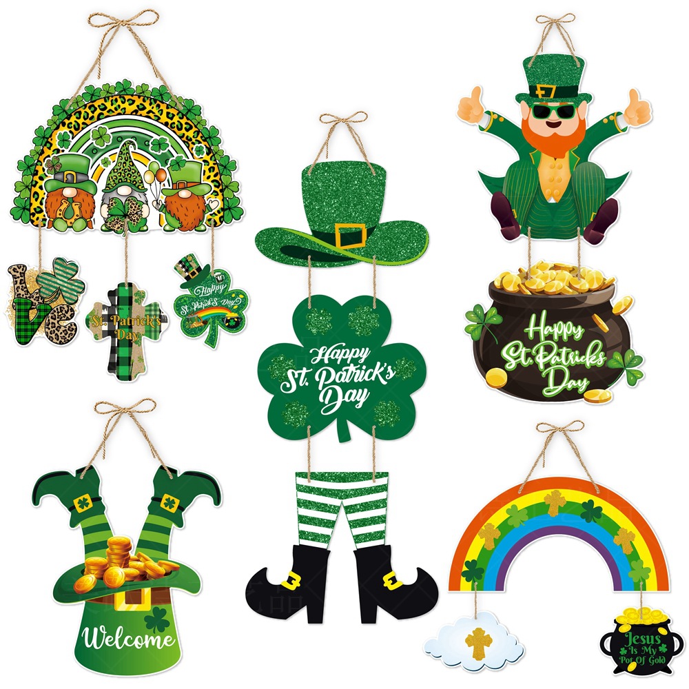 2024 Día de San Patricio fiesta decoración puerta colgante