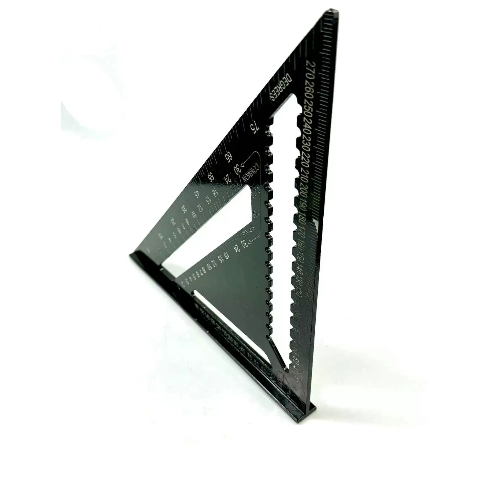 [90-degree triangle ruler 7inch metric imperial aluminum profile black oxide triangle 45-degree right angle ruler wholesale]