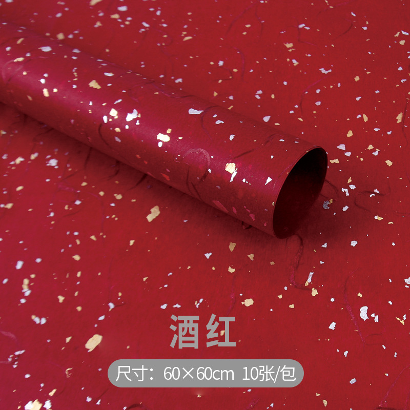 Papel de embalaje de flores Papel de embalaje de flores de fibra de seda de punto de oro y plata de ensueño DIY hecho a mano