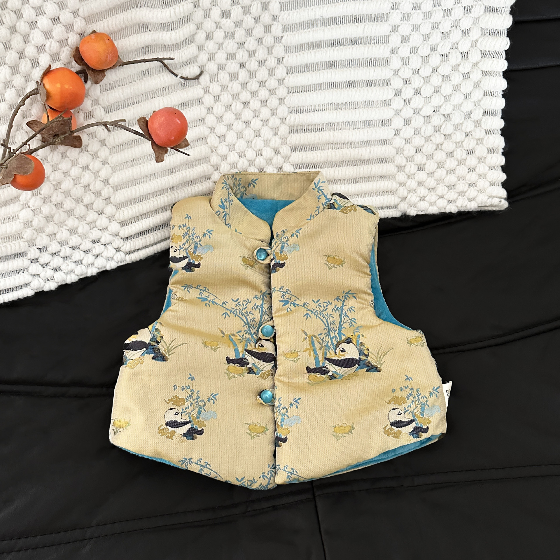 Chaleco de niños chino 2025 primavera, otoño, invierno nuevo estilo bebé niño estilo nacional retro Jacquard chaleco de hombro vestido chino