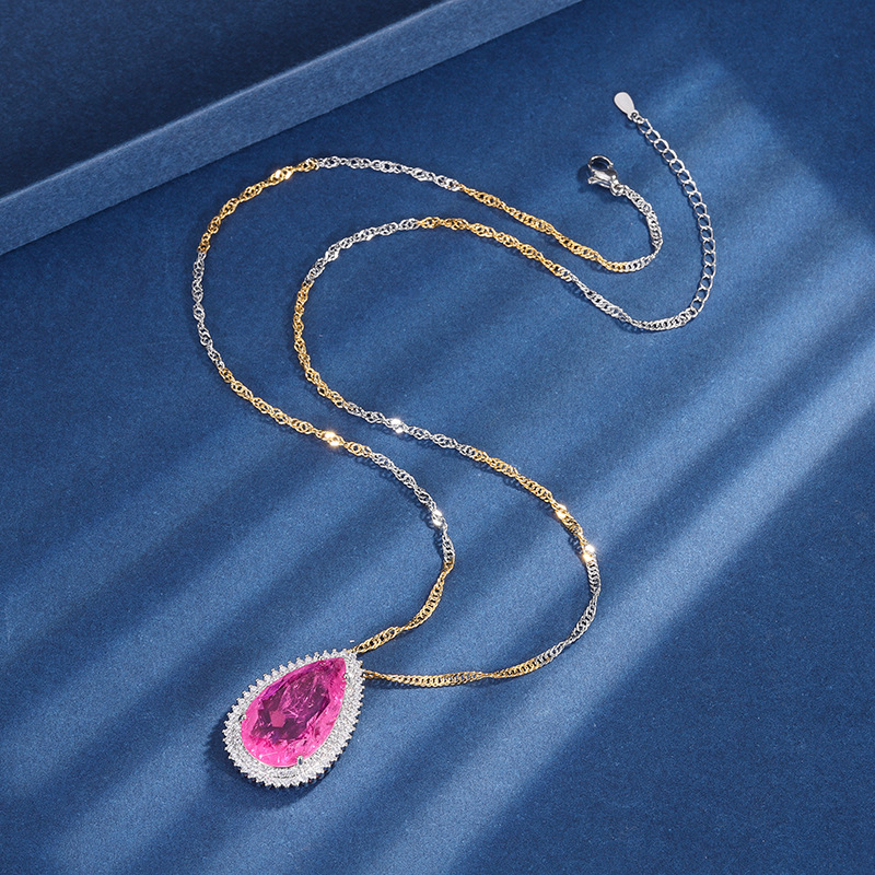 Zhuang Sheng joyería cobre inferior chapado en oro nuevo estilo europeo y americano moda simulación colorido tesoro de las mujeres gran colgante 15*25