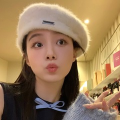 秋冬新款簡約純色羊毛呢貝雷帽女款毛絨氣質畫家帽英倫反戴前進帽