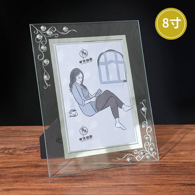 Colorful Eight 8inch Glass Photo Frame Empty Frame Display Simple Crystal Photo Frame Couple Gift Modern Display Frame Colorful Eight 8inch Glass Photo Frame Empty Frame Display Simple Crystal Photo Frame Couple Gift Modern Display Frame