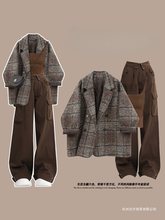 美拉德棕色小香风外套女秋新款小个子老钱风感韩系毛呢外套